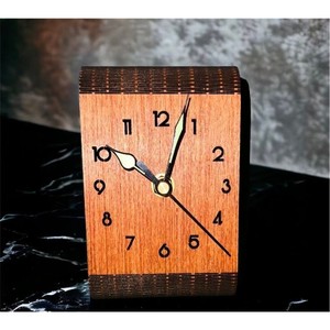 Horloge de bureau en bois la plus vendue, forme géométrique, mouvement à quartz, affichage à aiguilles, silencieuse, sans tic-tac, design rustique - Product Image 2