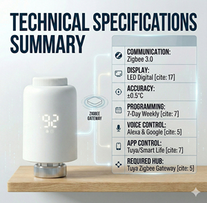 Vanne thermostatique intelligente Tuya Zigbee TRV <span class=keywords><strong>avec</strong></span> écran LED, contrôleur de température programmable, actionneur compatible Alexa Google - Product Image 5