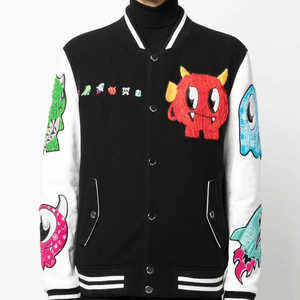 Custom OEM Private Label <b>Men</b> Satin Chenille <b>Letter</b> Snap Front Rib Collar Cuffs Hem Streetwear Varsity <b>Jacket</b> - Product Image 3