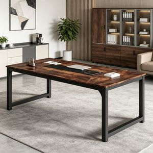 Tavolo da Conferenza dal Design Minimalista Contemporaneo, Lussuoso Pannello in Acciaio Pieghevole Stile Legno per Ufficio o Sala Riunioni Scolastica - Product Image 5