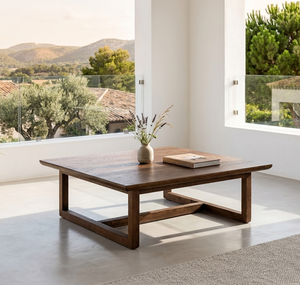 Mesa de Centro Convertible Kanaya Premium, Construcción de Madera de Teca Sólida, Mesa de Salón Cuadrada Minimalista, Moderna para Exteriores - Product Image 3