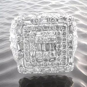 Oversized 925 Sterling Silver Rhodium Plated Hip Hop Cluster Men's <b>Ring</b> Wedding Engagement Anniversary Gifts <b>Iced</b> Special <b>Ring</b> - Product Image 1