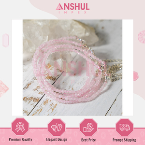 Tobillera de cristal de cuarzo rosa de la India, con diseño llamativo de alta calidad, facetada, elástica, elegante y a la moda. - Product Image 3