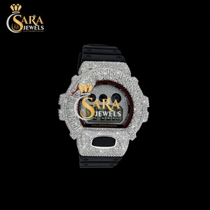 Montre de créateur en diamant VVS Moissanite avec cadran glacé, bracelet en caoutchouc, acier inoxydable, bijou cadeau haut de gamme provenant d'un fournisseur indien - Product Image 1