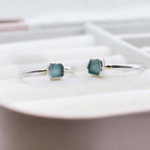 Raw Aquamarine <b>Ring</b> Silver Plated <b>Adjustable</b> Open <b>Ring</b> Natural Rough Gemstone Minimalist Dainty Jewelry Gift for Women - Product Image 3