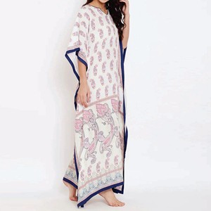 Vestido Largo de Gasa con Estampado Paisley para Mujer, Cuello en V, Manga Corta, Estilo Kaftán, para Eventos Nocturnos - Product Image 2