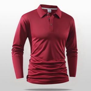Polo Homme Respirant à Manches Longues Couleur Unie Séchage Rapide en Polyester pour le Golf et Tenues Décontractées Professionnelles – Vente en Gros - Product Image 1