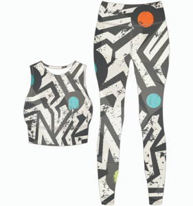 Ensemble de yoga et de fitness respirant et écologique pour femmes, grandes tailles, avec leggings et soutien-gorge, imprimés par sublimation personnalisés - Product Image 3