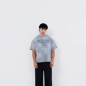 T-shirt surdimensionné Moto End Corporation pour homme, manches courtes, col rond, décontracté, en jersey de coton, imprimé avec motif de lettres, respirant, coupe ajustée - Product Image 6