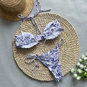 Bikini de Mujer con Estampado Floral, 180g, Spandex, Poliéster, Ecológico, de Secado Rápido, Conjunto de 2 Piezas, Traje de Baño sin Espalda - Product Image 6