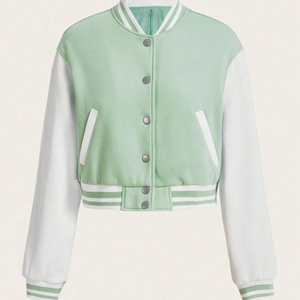 Women's High School Varsity Jackets 100% Wool Cotton Filled Eco-Friendly Windproof Pink White Trendy Baseball Style - Product Image 3