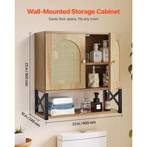 Ripiano regolabile 2 porte bagno armadio a muro wc medicina organizzatore divisorio aperto parete montato a parete mensole per appendere per - Product Image 2
