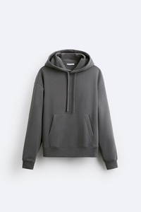 เสื้อฮู้ดสีเทาเข้มแบบยูนิเซ็กซ์ แขนยาว สีพื้น ทรงลำลอง ผ้าฝ้าย 100% น้ำหนักปานกลาง เหมาะสำหรับใส่ในฤดูใบไม้ร่วง - Product Image 5