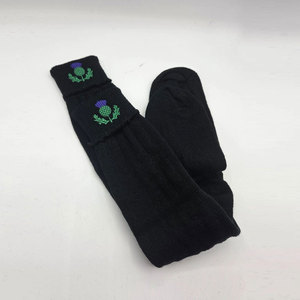 Top Selling Highland Scottish Traditional Thistle Design Black Kilt Hose Outfit <b>Socks</b> - Adult Size - Product Image 1