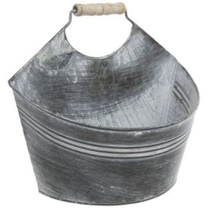 Jardinière murale en métal galvanisé style ferme, vase mural suspendu en fer rustique blanc cassé, seau semi-circulaire pour décoration intérieure et extérieure - Product Image 1