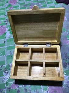 Best Quality Handmade Rustic Teak Wood Spice Storage <b>Box</b> with Moisture-Resistant Container for Spices <b>Herbs</b> and Tea Bags Use - Product Image 3