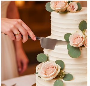 Serveur de gâteau en argent classique avec poignée torsadée beau couteau de coupe de gâteau idéal pour les mariages anniversaires et les fêtes à la maison - Product Image 4