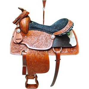 Selle de cheval Western en cuir de qualité supérieure pour la course de barillets, taille 17 pouces, siège disponible - Product Image 1