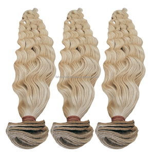 Cabello rubio ondulado natural Remy 100% de trama única - Product Image 2