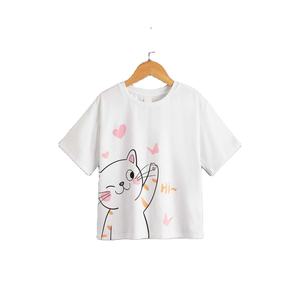 Venta al por mayor precio barato Unisex niños Casual manga corta algodón dibujos animados embellecido ligero estiramiento verano niñas niños camiseta - Product Image 4