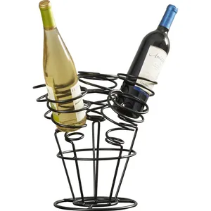 Soporte de Vino Metálico Contemporáneo Hecho a Mano con Diseño Artístico de Hierro, Soporte Redondo para Botellas de Vino de 14" de Alto x 12" de Diámetro, Duradero - Product Image 3