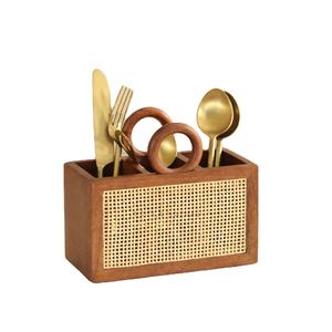 Support à couverts moderne en bois de manguier fait main, écologique, en bois d'acacia pour table - Product Image 1