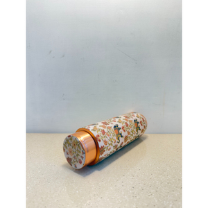 Bouteille d'eau en cuivre pur avec imprimé floral design, anti-fuite, sans joint, récipient ayurvédique pour stimuler l'immunité et le bien-être quotidien - Product Image 2