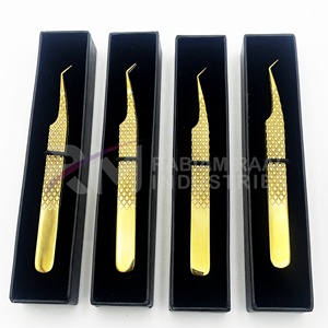 Pince à épiler professionnelle RMI Gold pour cils, haute qualité, durable, pointe volume, plasma, acier inoxydable durable, logo personnalisé - Product Image 2