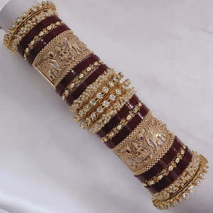 Fine <b>Jewelry</b> <b>Sets</b> Gold Plated Acrylic Bangles with Pota Stone and <b>Pearl</b> - Product Image 1