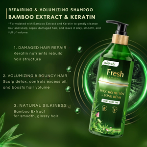 Shampooing Naturel Frais 650g - Shampooing Réparateur pour Cheveux Abîmés à l'Extrait de Bambou, Vente en Gros du Vietnam - Product Image 4
