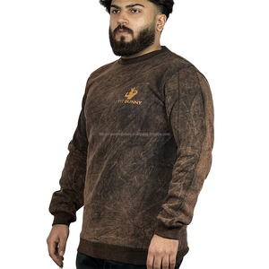 Jersey de cuello redondo de manga larga de algodón 100% lavado ácido Unisex sudadera de gran tamaño en estilo Vintage Streetwear invierno Casual - Product Image 4