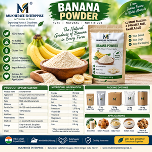 Poudre de banane Mukherjee Enterprise 100% naturelle, sans conservateurs, sans gluten, riche en vitamines, longue durée de conservation, smoothies, pâtisserie, bébé - Product Image 2
