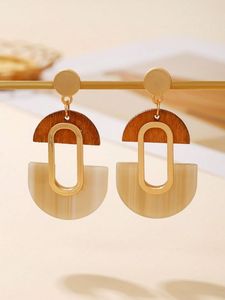 Pendientes de Resina de Madera Natural, Elegantes Pendientes Hechos a Mano, Joyería Moderna de Diseño para Niñas y Mujeres - Product Image 3