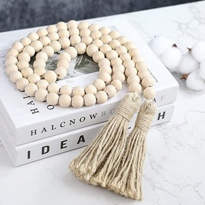 Home Boho Decorative Coffee Table Wall Hanging Farmhouse <b>Large</b> Wood <b>Bead</b> Garland Natural Wooden <b>Beads</b> by lametierartz - Product Image 2