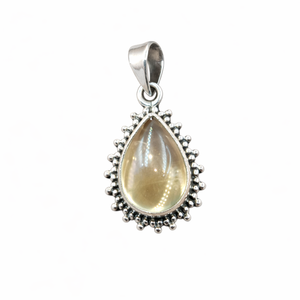 Pendentif en citrine naturelle en forme de larme, collier en argent sterling 925 fait à la main, charme plaqué or rose et or jaune, bijoux - Product Image 1