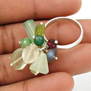 Trendy 925 Sterling Silver Bohemian Jewelry Comes With Rose Quartz-Garnet-Prehnite-Green <b>Jade</b>-Peridot & Labradorite Gemstone - Product Image 2