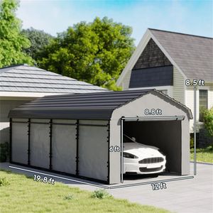 Tettoia in Metallo Grigio Scuro per Auto, Protezione da Sole e Pioggia per Garage e Parcheggi - Product Image 5