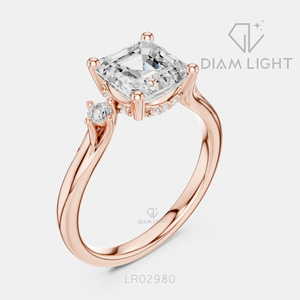 Bague de fiançailles en or blanc 14 carats avec diamant de laboratoire taille Asscher 1,78 carat, certifiée IGI, bijoux fins pour femmes, idéale pour offrir - Product Image 6