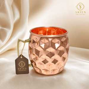 Mug à cocktail Moscow Mule en acier inoxydable martelé à motif diamanté, vaisselle de bar, cadeau, 16 oz - Product Image 1