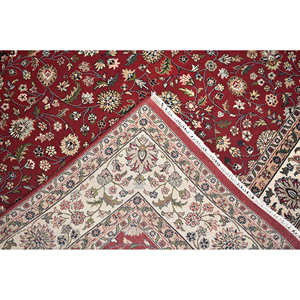 Tapis persan en laine rouge cramoisi noué à la main, motif floral traditionnel, à poils ras, tapis de luxe pour salon - Product Image 6