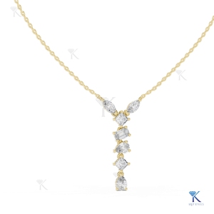 Lab Grown Diamond Multi Shape Y Lariat Necklace 14K 18K <b>Solid</b> <b>Gold</b> Fine Women Jewelry Factory Direct Wholesale B2B Supplier - Product Image 1