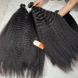 Wholesale 100% Remy Human Raw Hair Extensions Customized Weft Kinky Straight Super Soft No Tangle No Shedding Favorite Texture - Product Image 4