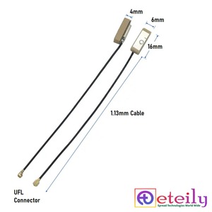 Antena de Parche Activa GPS Eteily de 16x6mm con Cable de 1.13mm, Conector IPEX de 10cm, Carcasa de Cerámica RHCP - Product Image 3