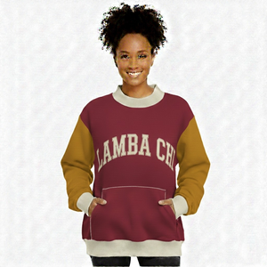 Sweat-shirt molletonné à col montant pour femme, grande taille, avec logo personnalisé sur le devant, lettres grecques, idéal pour les tenues décontractées d'hiver ou les vêtements de sororité, haute qualité - Product Image 1