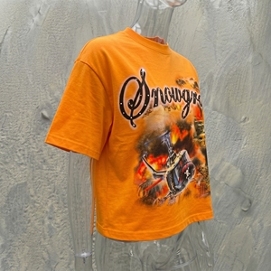 Camiseta naranja para hombre Snowgrace con estampado de helicóptero y tanque, manga corta, cuello redondo, ajuste casual tipo jersey - Product Image 5