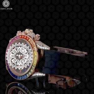 Reloj de Lujo para Hombre Charm_Jewells, Caja de Acero Inoxidable, Bisel con Gemas Arcoíris, Esfera de Cristal de Zafiro, Movimiento Mecánico Analógico - Product Image 5
