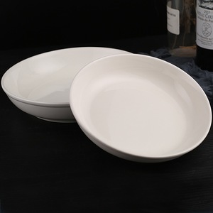 Pure White Durable Eco-Friendly European-Style Ceramic Round Plate Minimalist Design Dishwasher Safe <b>Dinnerware</b> <b>Set</b> - Product Image 3