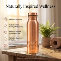 Dayanıklı, Sızdırmaz, 900 ml Saf Bakır, Çevre Dostu, Bulaşık Makinesinde Yıkanabilir, Klasik Tasarımlı Su Şişesi (Araba, Ofis, Spor Salonu, Yoga için)