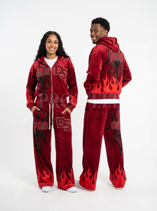 Conjunto de Sudadera con Capucha y Pantalones Deportivos de 2 Piezas para Hombre, Diseño de Llamas, Transpirable, Estilo Urbano, Talla Grande, Personalizado - Product Image 4