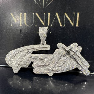 925 Sterling <b>Silver</b> Lab Grown Diamond Iced Name <b>Letter</b> Pendant Hip Hop <b>Necklace</b> for Men Women Unisex IGI Certified - Product Image 3